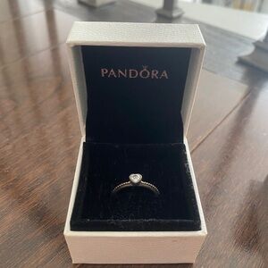 Pandora Silver Heart Ring with Sparkling Stone